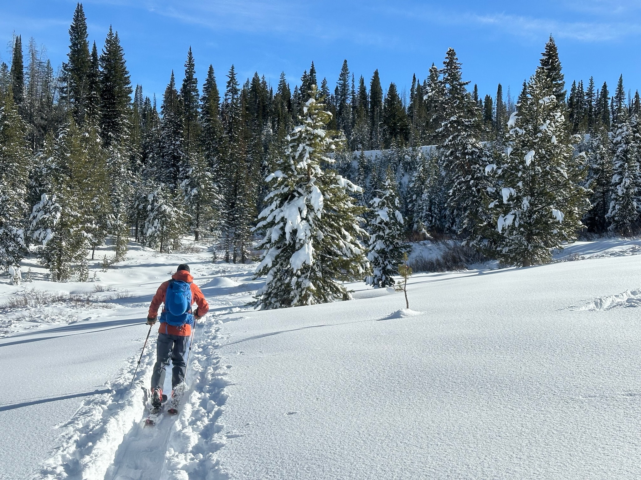 Ski touring with the Patagonia Stromstride men's backcountry ski jacket