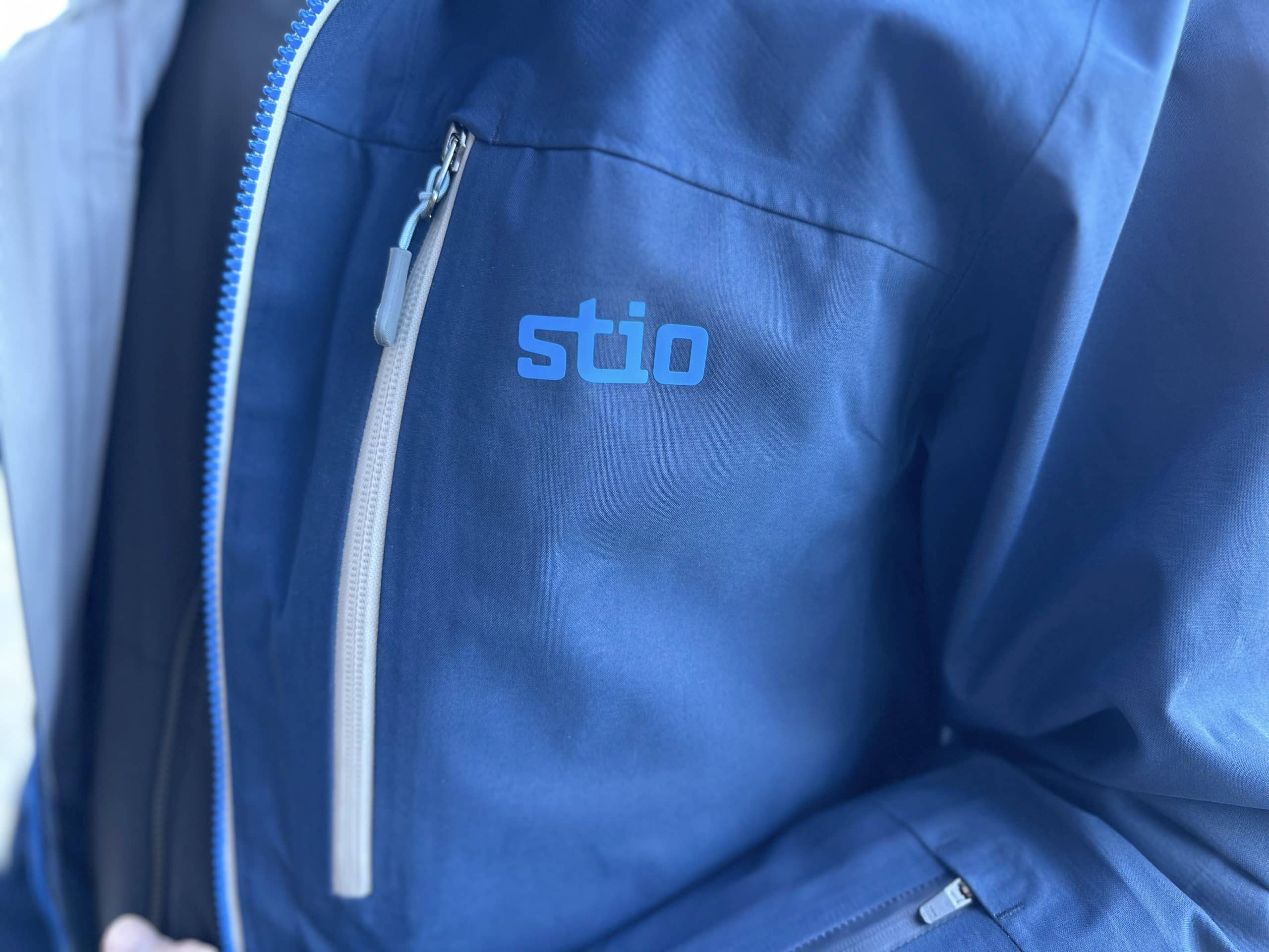 Stio Environ Jacket men's closeup of front logo and chest pocket