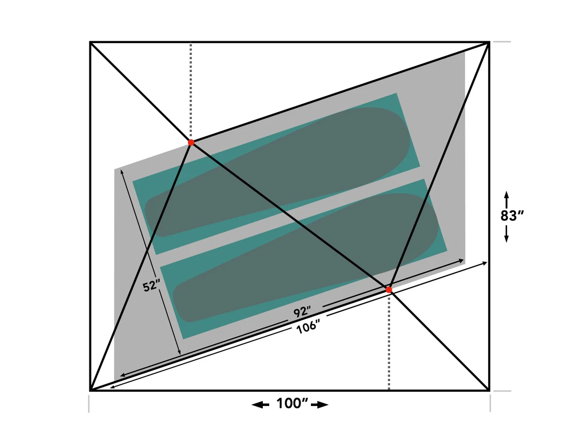 Floor diagram for the Durston X-Mid 2 ultralight backpacking tent.