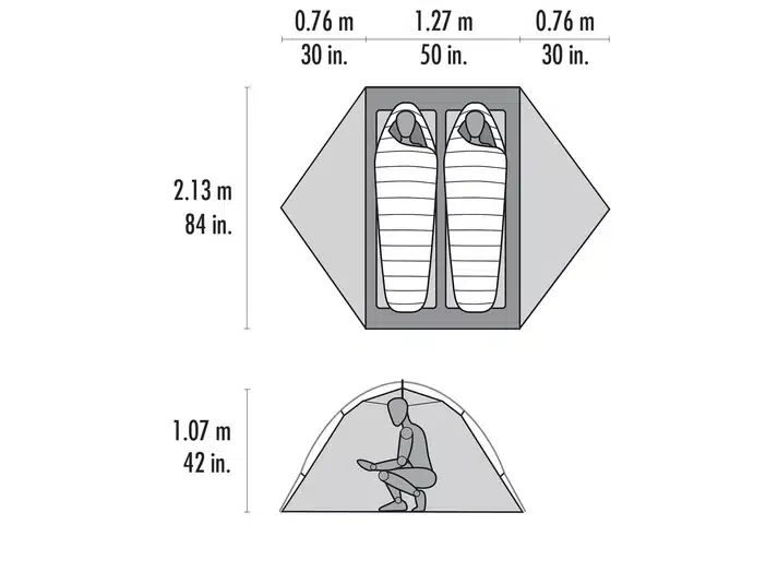 Floorplan for the MSR Access 2 ultralight 4-season backpacking tent