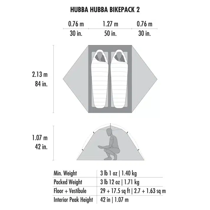 Floorplan for the MSR Hubba Hubba 2 Bikepack