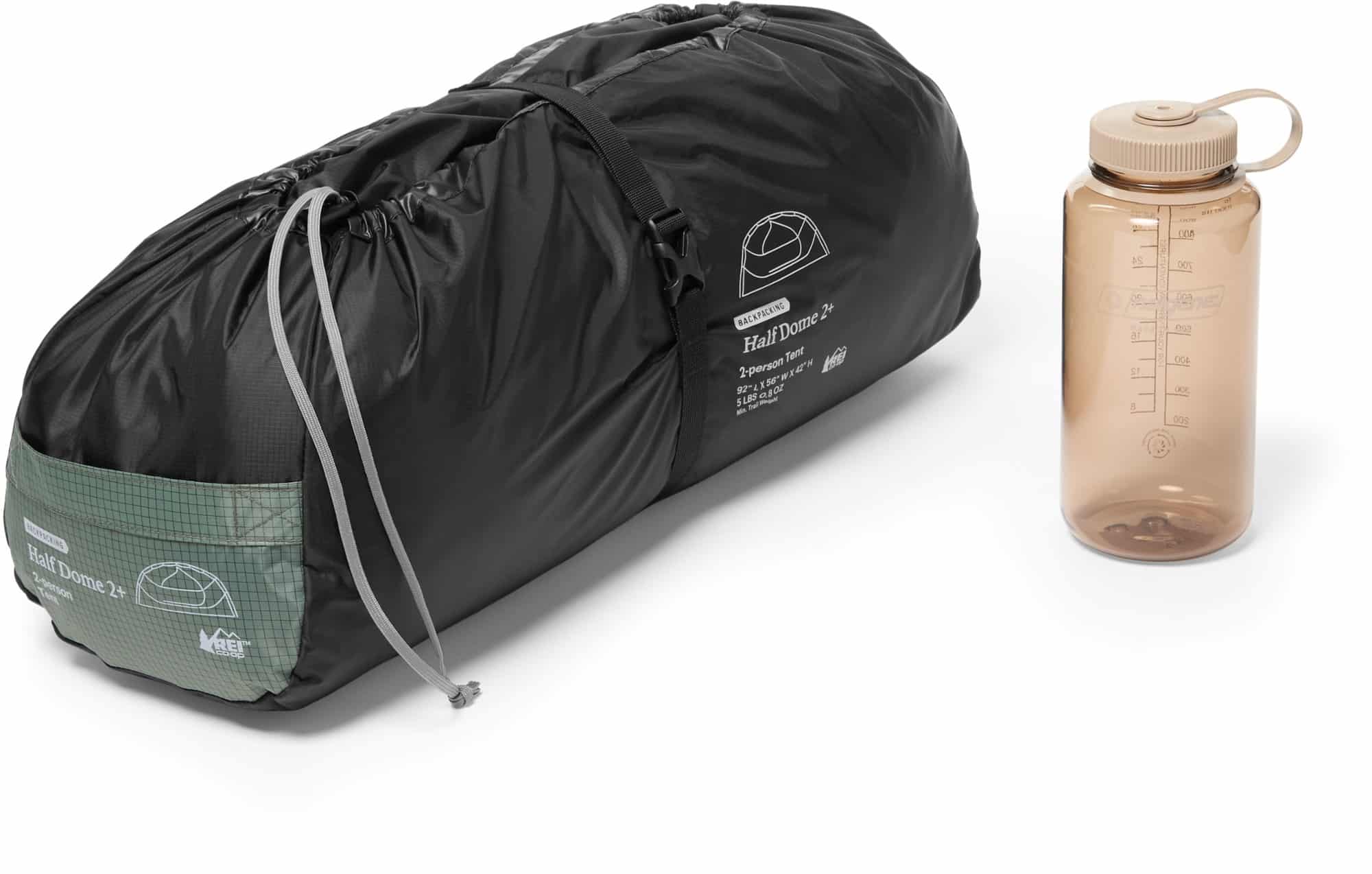 The REI Hallf Dome 2 Plus tent in its stuff sack.