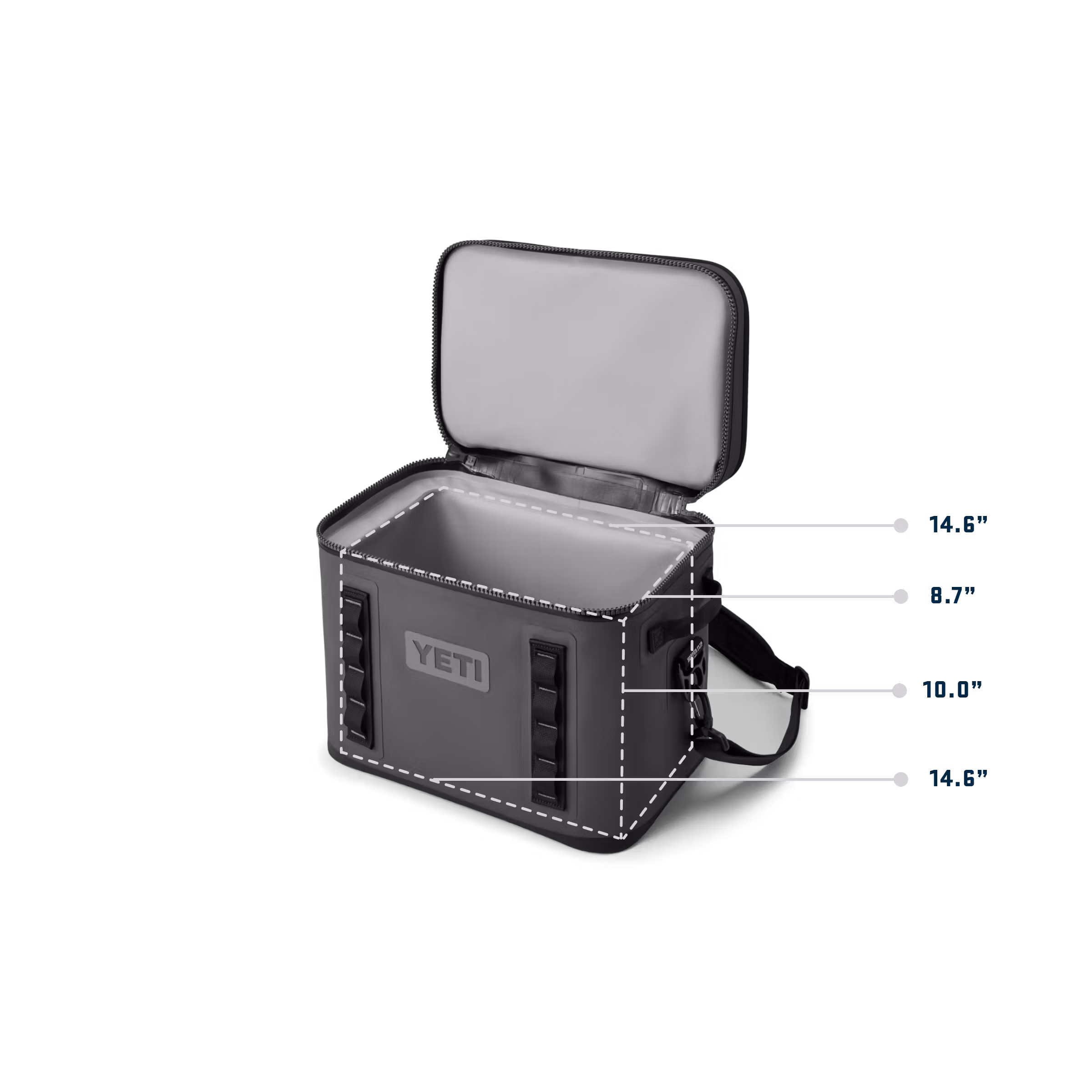 Hopper_Flip_18_soft_cooler_gray_interior The interior dimensions of the YETI Hopper Flip 18