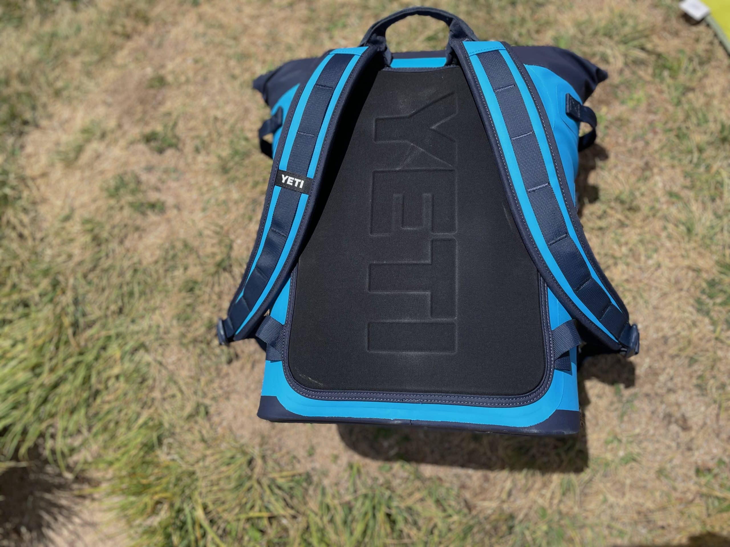 The back and backpack straps of the YETI Hopper m20 backpack cooler.