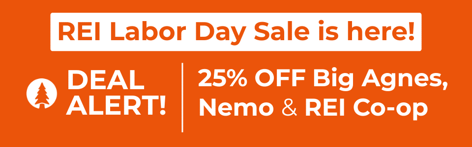 REI Labor Day tent sale banner.