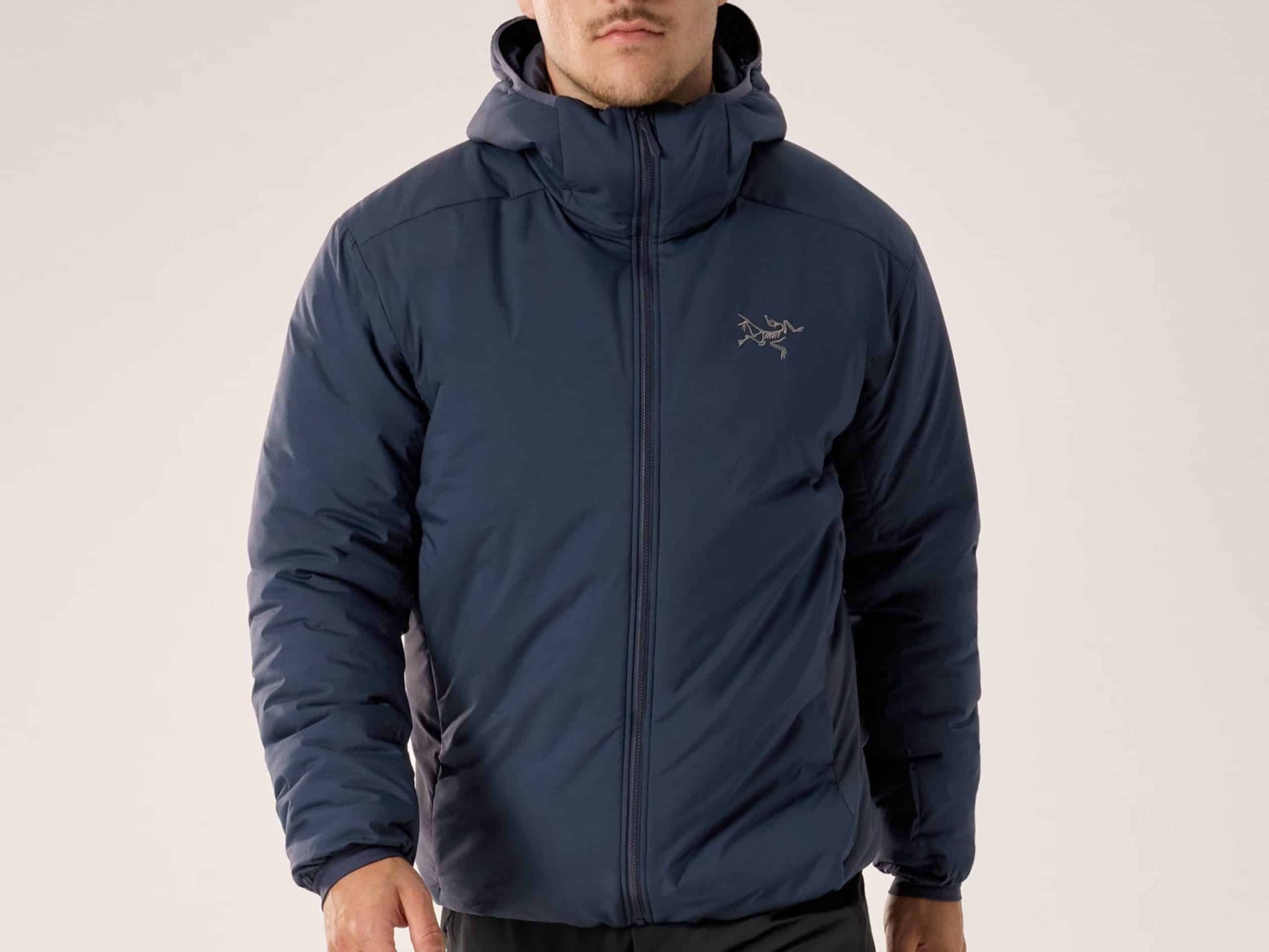 A front view of a man wearing the Arc'teryx Atom SV jacket.