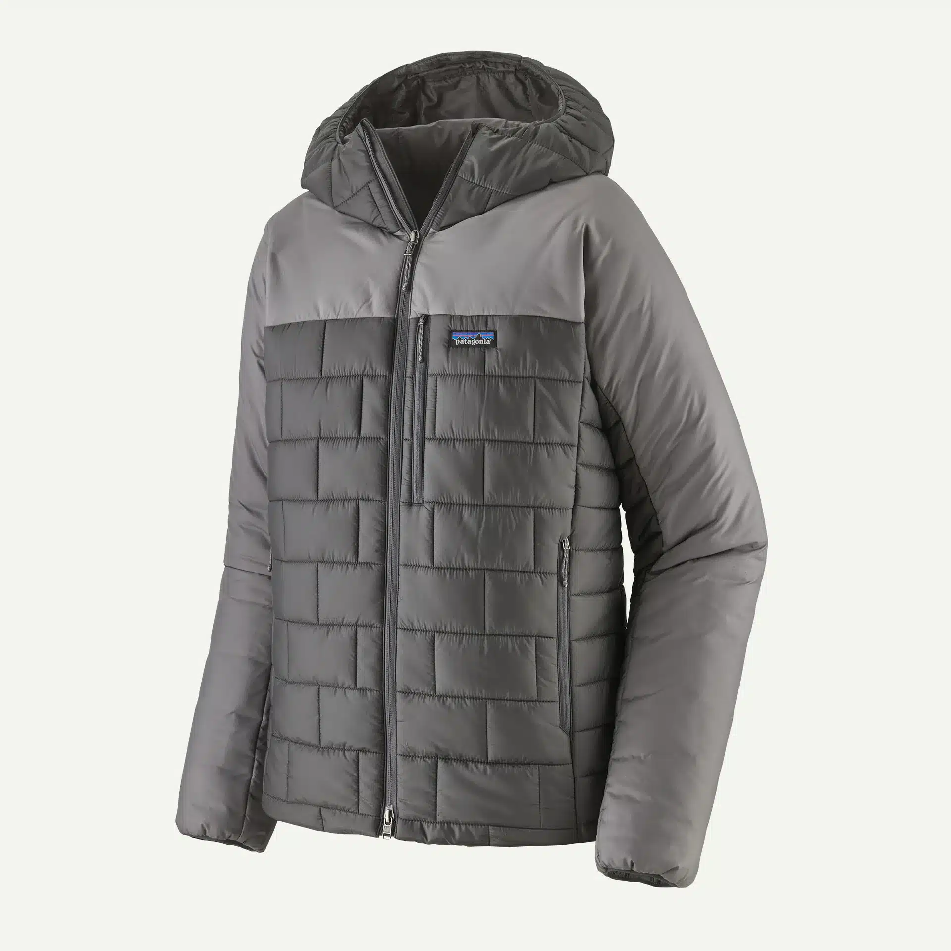 The Patagonia Hi-Loft Nano Puff Hoody men's in Forge grey