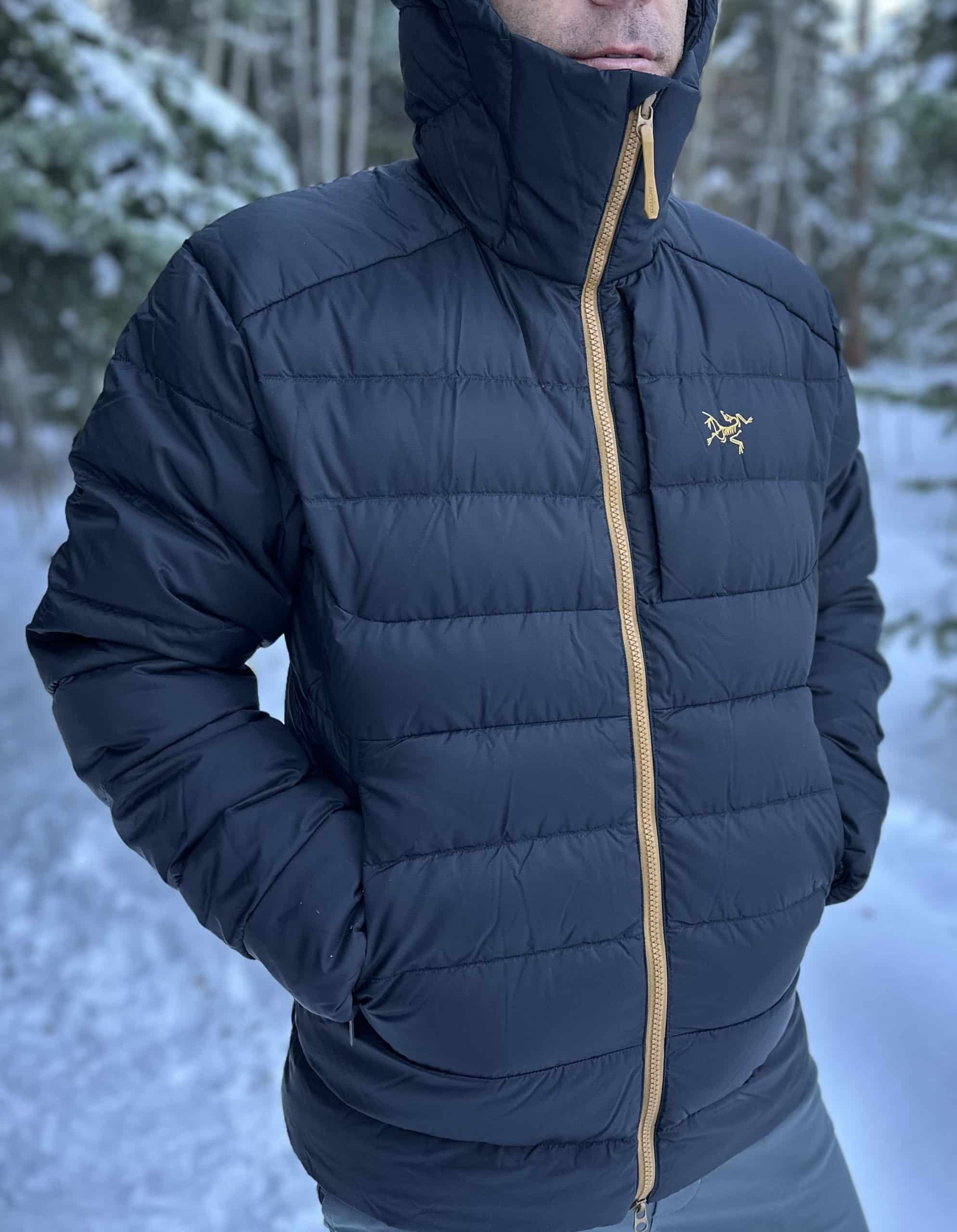 The men's Arc'teryx Thorium down hoody in black.