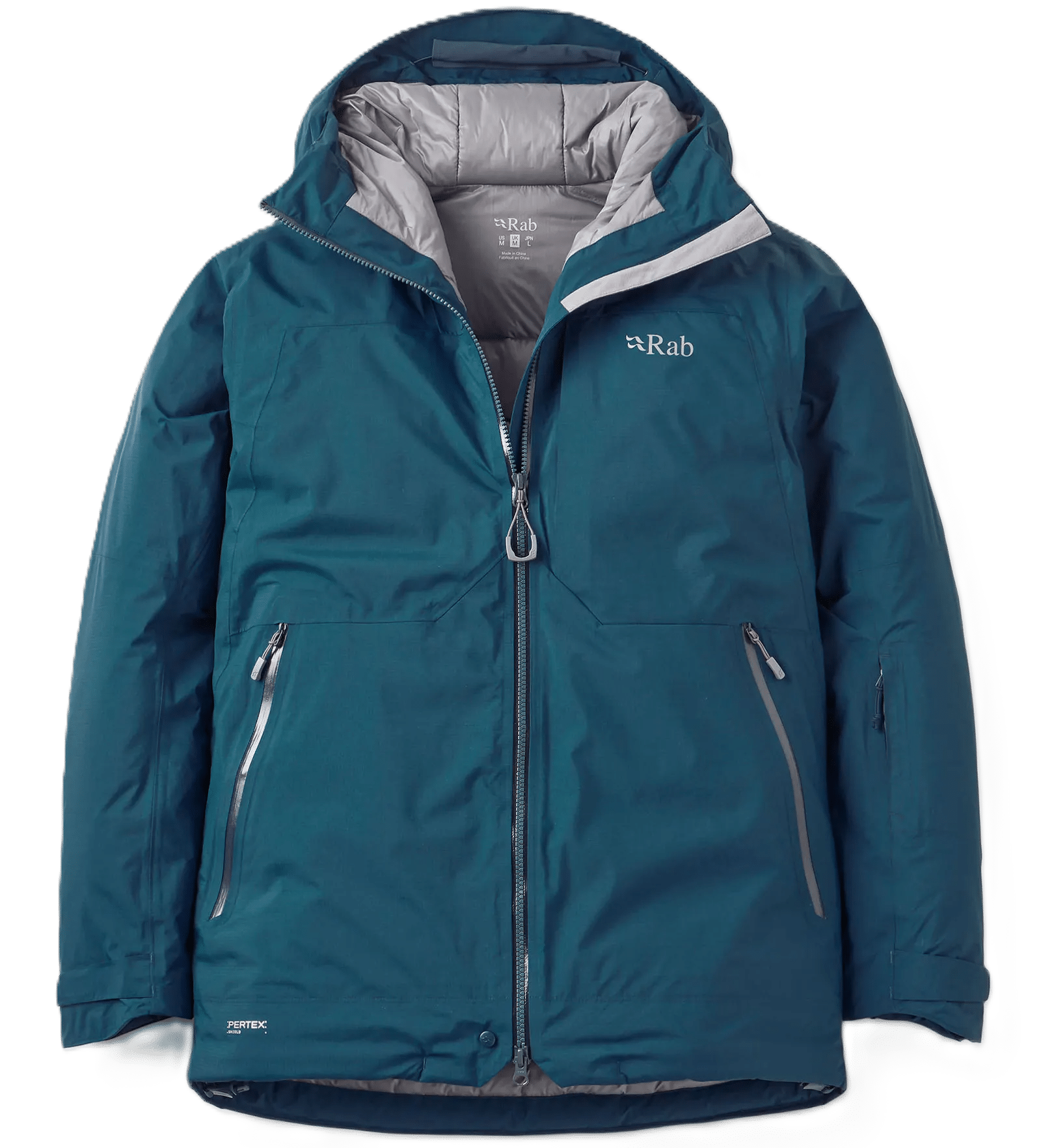 Rab Optical down ski shell mens in tempest blue.