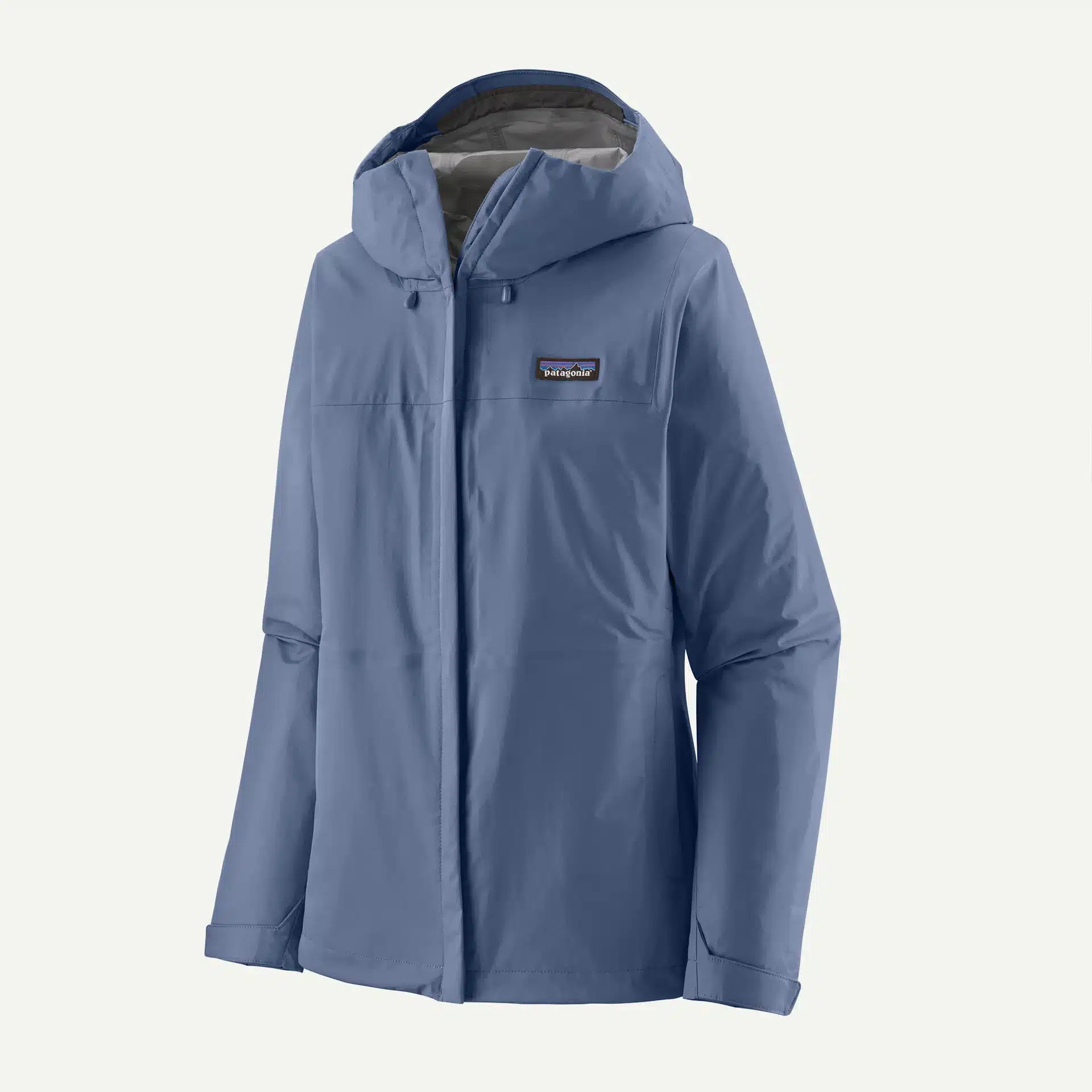 The women's Patagonia Torrentshell 3L rain jacket in Current Blue.