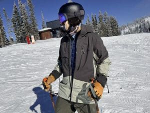 Wearing the Stio Figment freeride ski jacket.