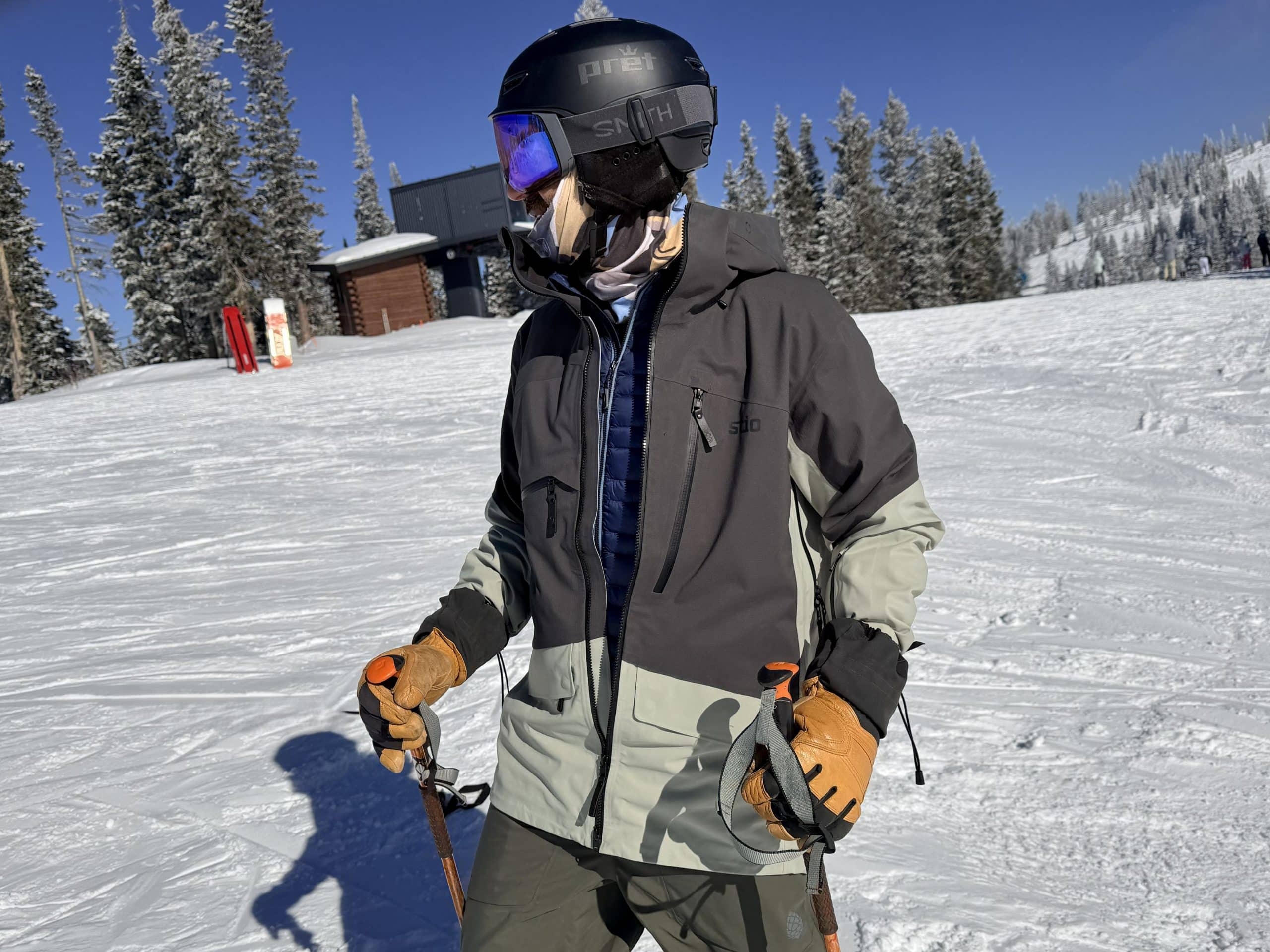 Wearing the Stio Figment freeride ski jacket.