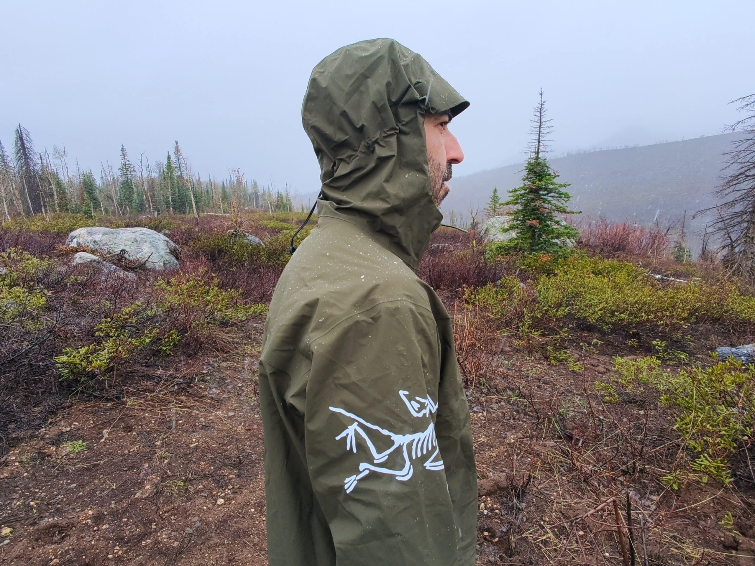 Profile image to show the hood on an Arc'teryx Norvan Jacket.