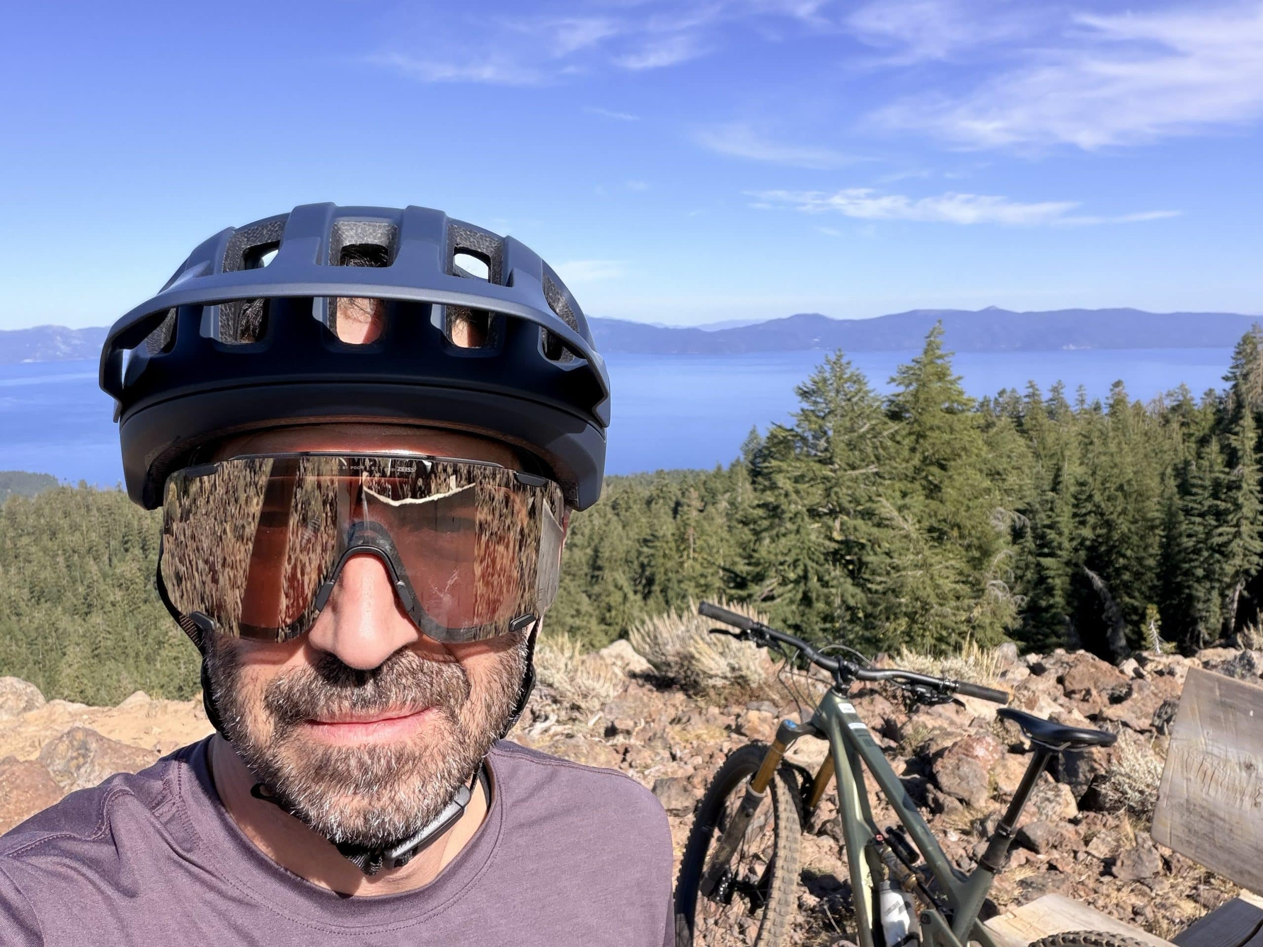 Wearing the POC Cularis helmet and showing the front vents.